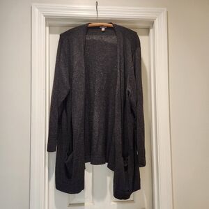 J.Jill Longline Open Front Cardigan Speckled Silk Cotton Minimalist